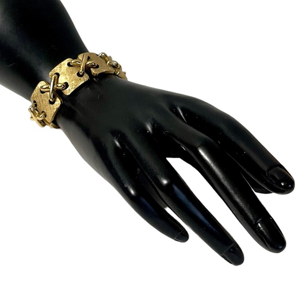 Vintage Monet Brushed Gold Plated Panel Bracelet